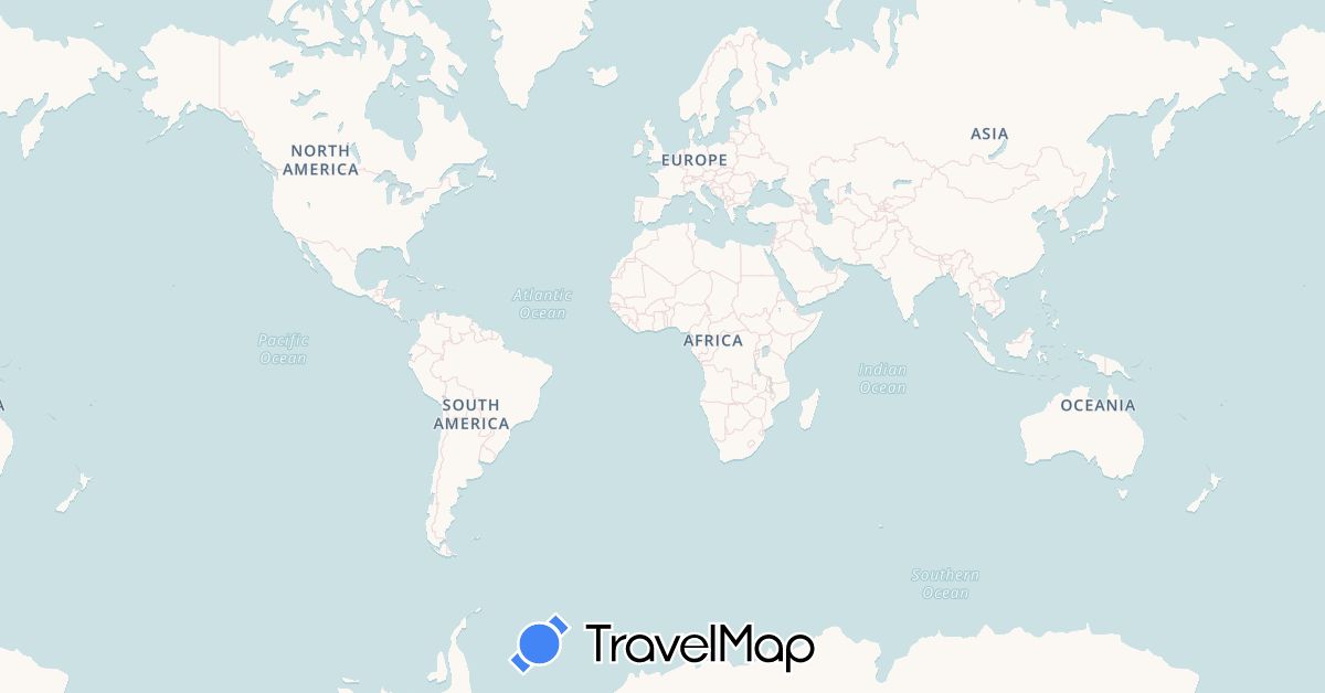 TravelMap itinerary: driving, bus, plane, hiking, boat, cataventure, bus magique de mary in Barbados, Bahamas, Colombia, Spain, France, Gibraltar, Saint Martin, Martinique (Europe, North America, South America)